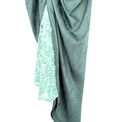 Satin and lace ruched skirt