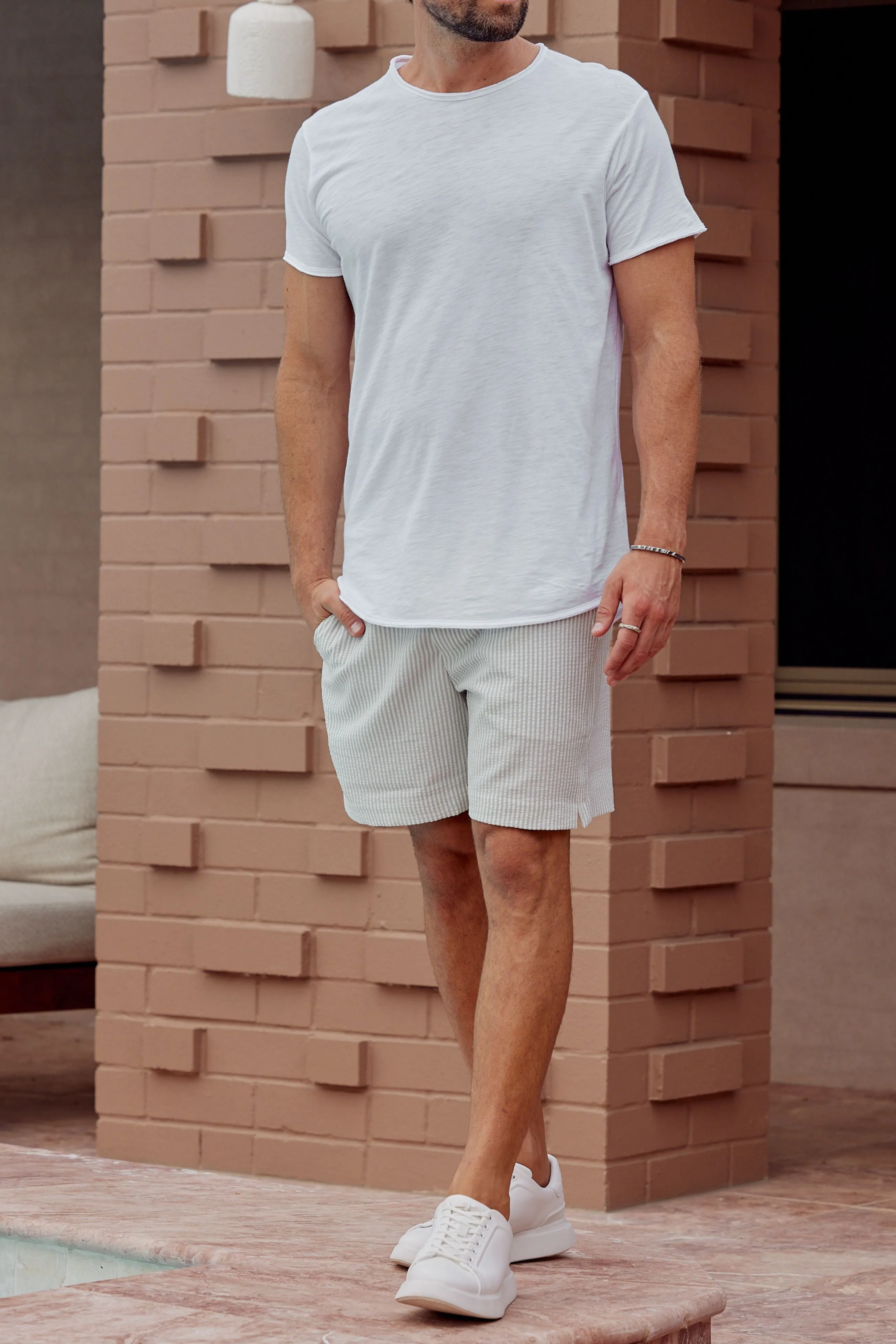 SERENITY SWIM SHORT - MINT STRIPE