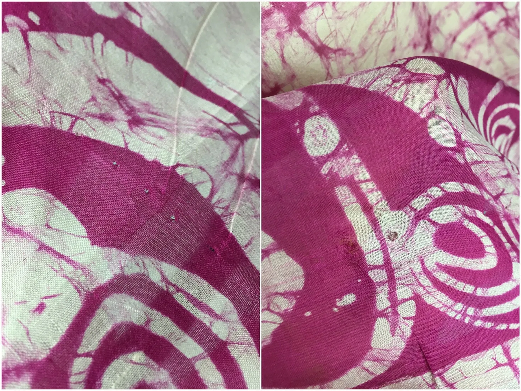 Silk Kaftan Dress / Vintage Indian Sari / Pink Batik Tie Dye