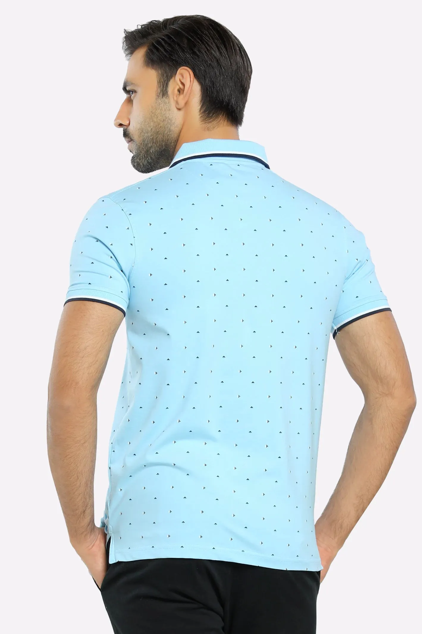 Sky Blue Printed Polo
