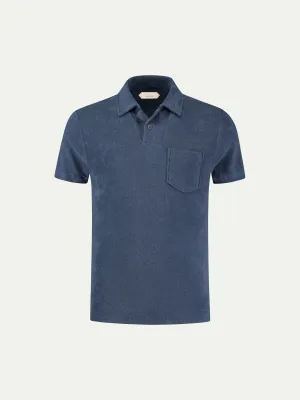 Steel Blue Terry Towelling Polo Shirt