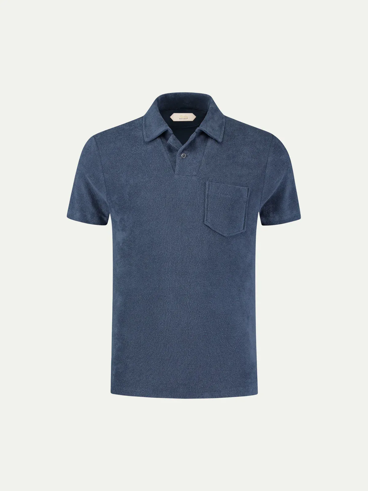 Steel Blue Terry Towelling Polo Shirt