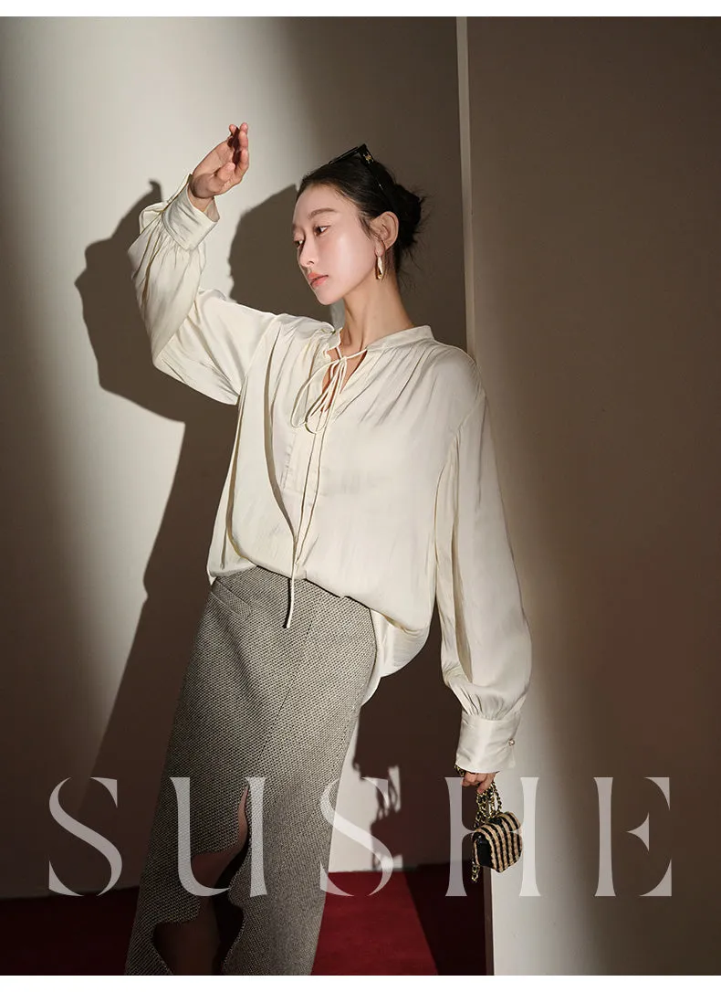 SUSHE Heavy Elegant Wave Slit Spring Skirt -  monet vision