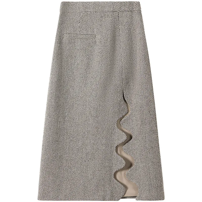 SUSHE Heavy Elegant Wave Slit Spring Skirt -  monet vision