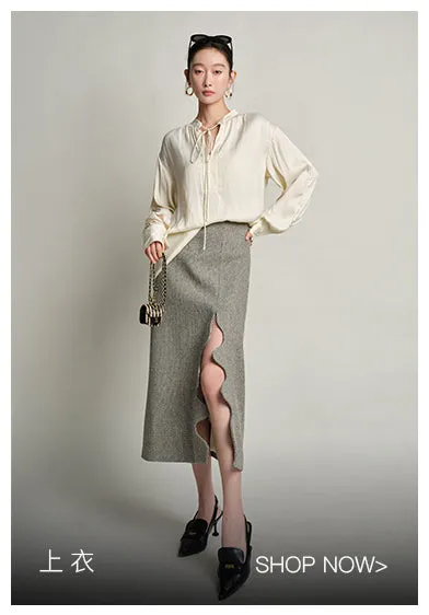 SUSHE Heavy Elegant Wave Slit Spring Skirt -  monet vision