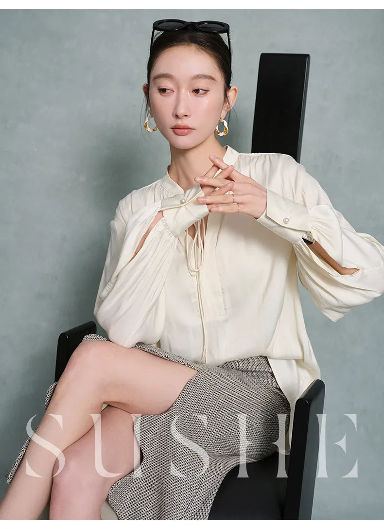 SUSHE Heavy Elegant Wave Slit Spring Skirt -  monet vision