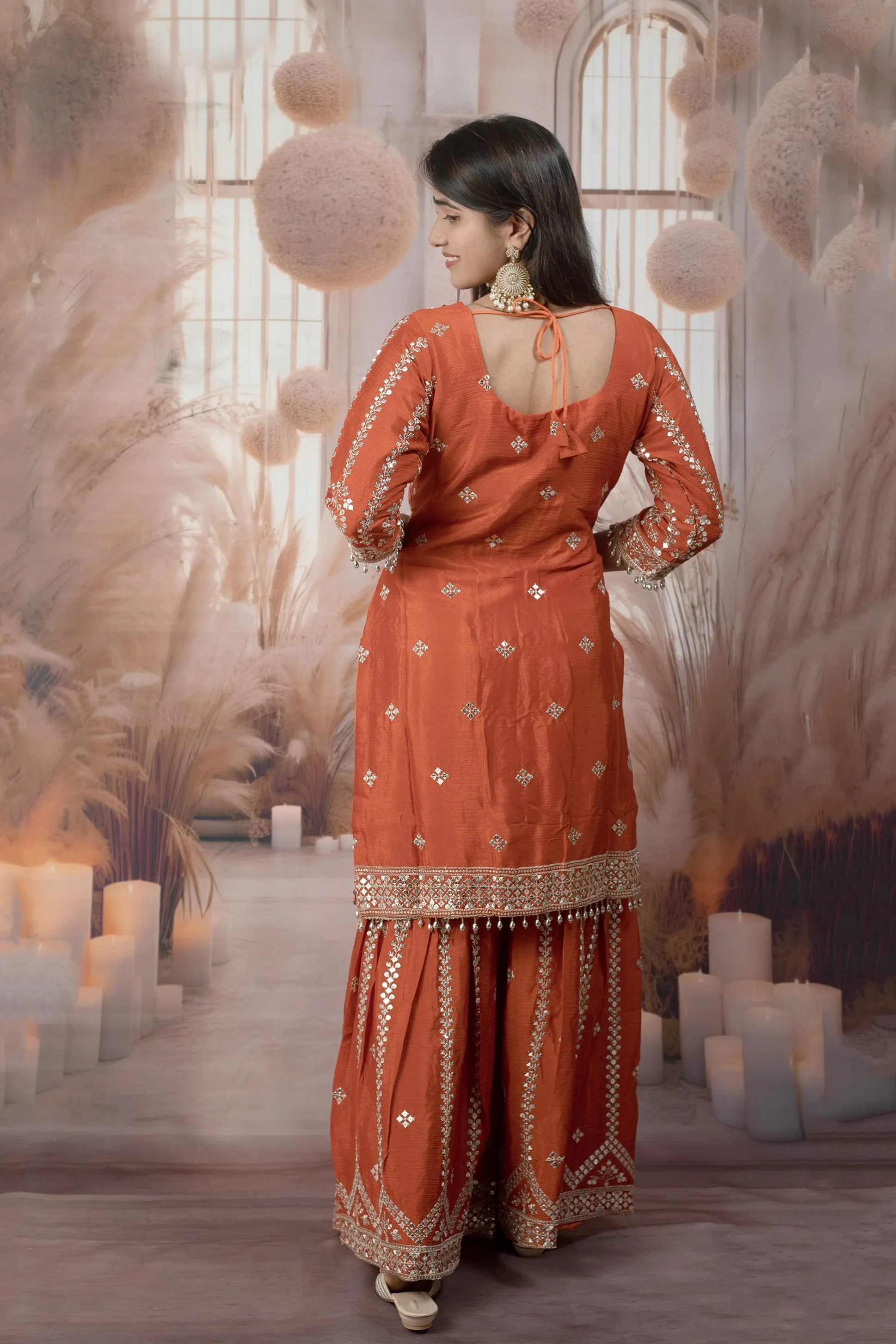 Trendy Orange Ladies Suits