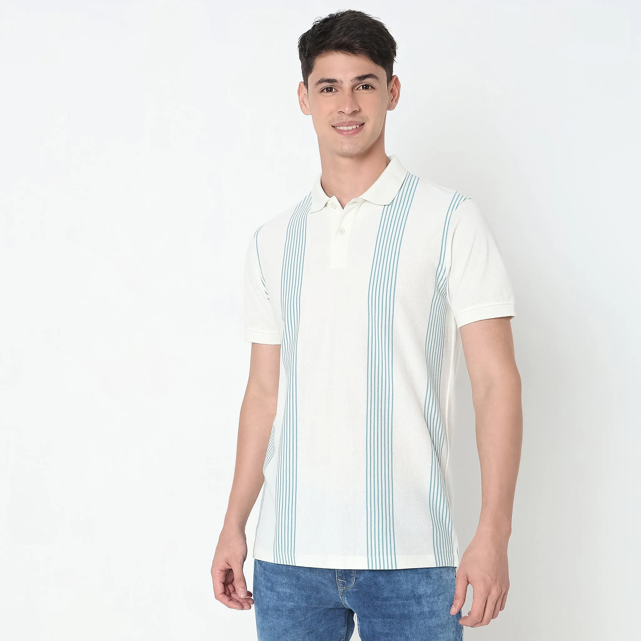 University Polo™ - Exclusive Vertical Stripes Regular Fit Polo T-Shirt
