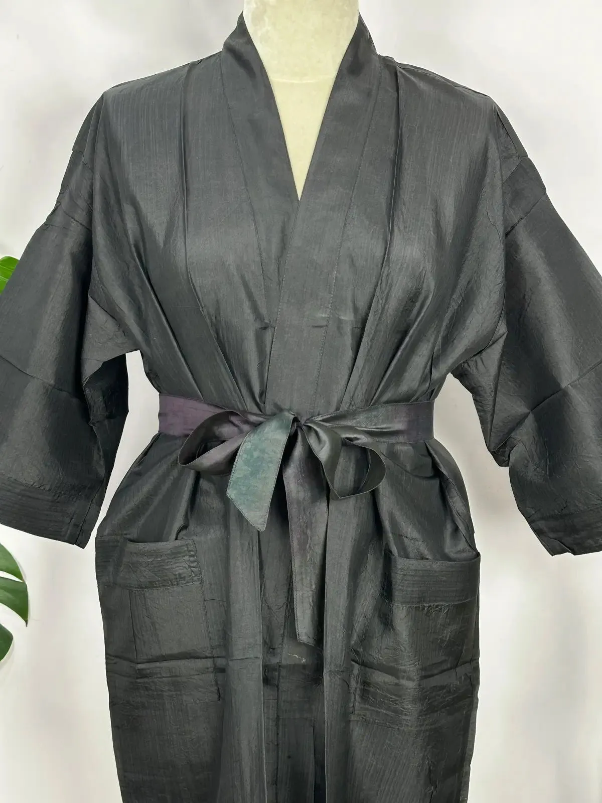 Upcycle Boho Chic Coverup Recycle Silk Sari Kimono | Vintage Elegance House Robe Duster Cardigan Beach Cover Up Sarong | Tropical Floral Summer Dress Kaftan