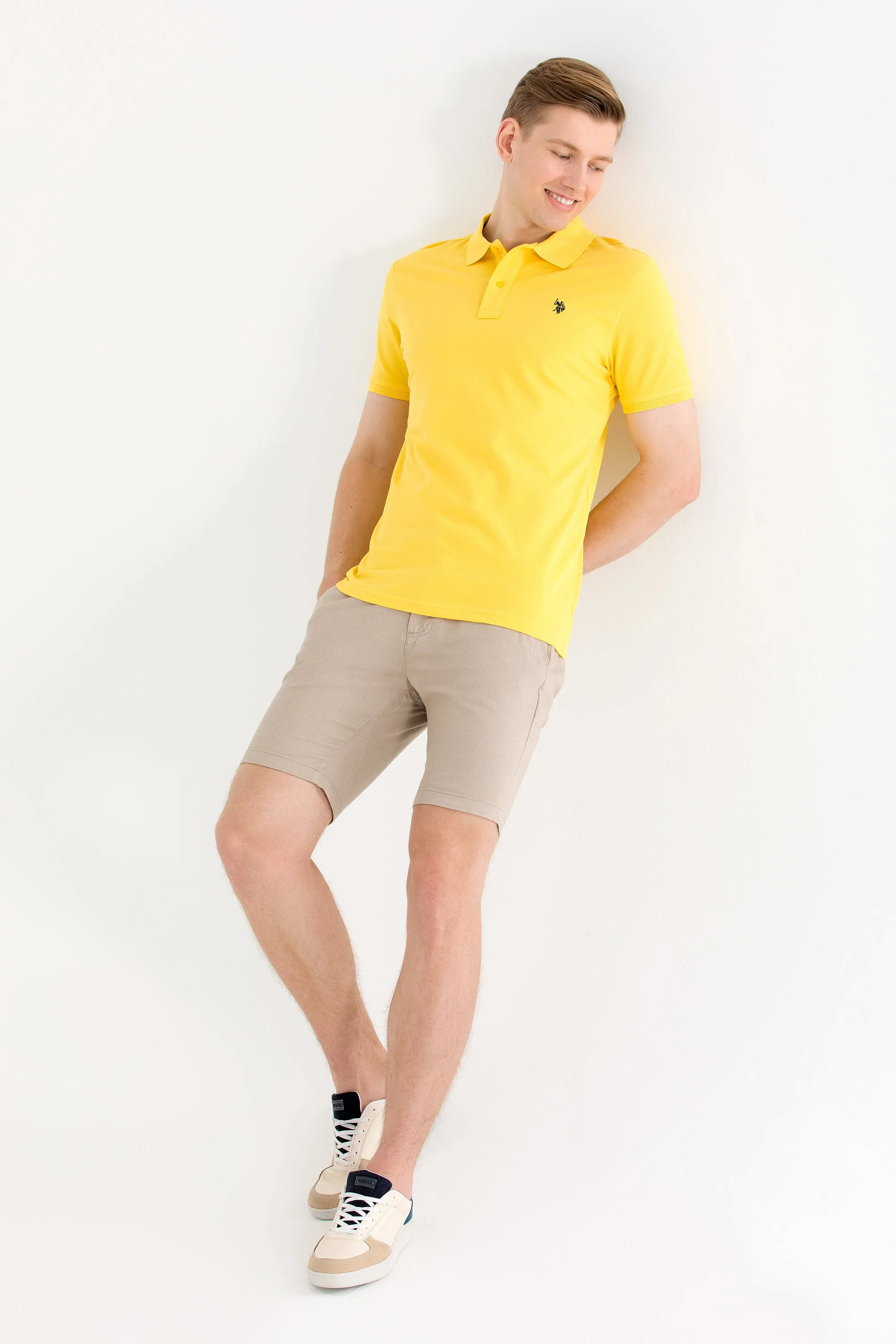 US Polo Assn. Men Polo Shirt Single Color Horse Amber VR094 USPOM171 USPA