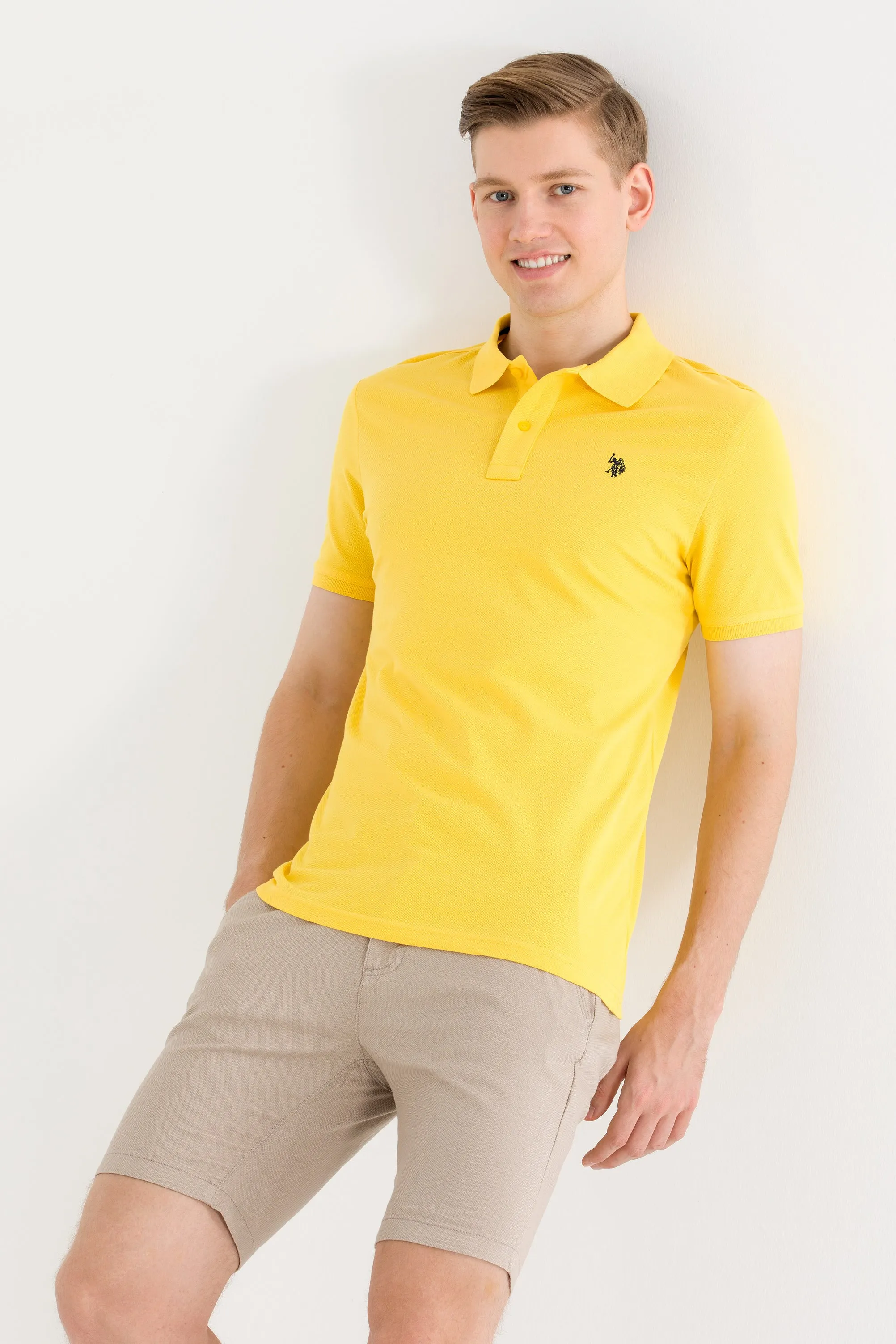 US Polo Assn. Men Polo Shirt Single Color Horse Amber VR094 USPOM171 USPA