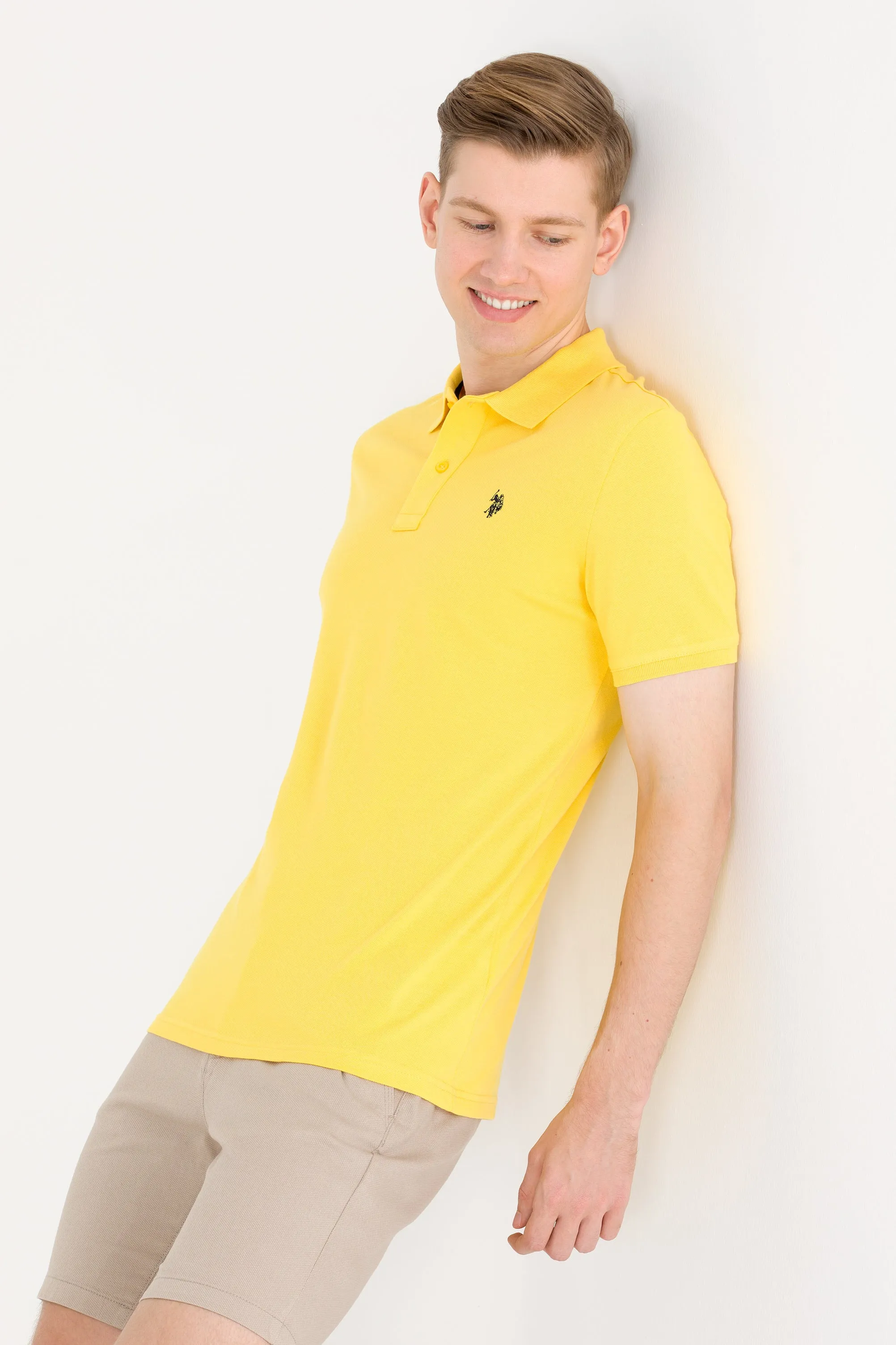 US Polo Assn. Men Polo Shirt Single Color Horse Amber VR094 USPOM171 USPA