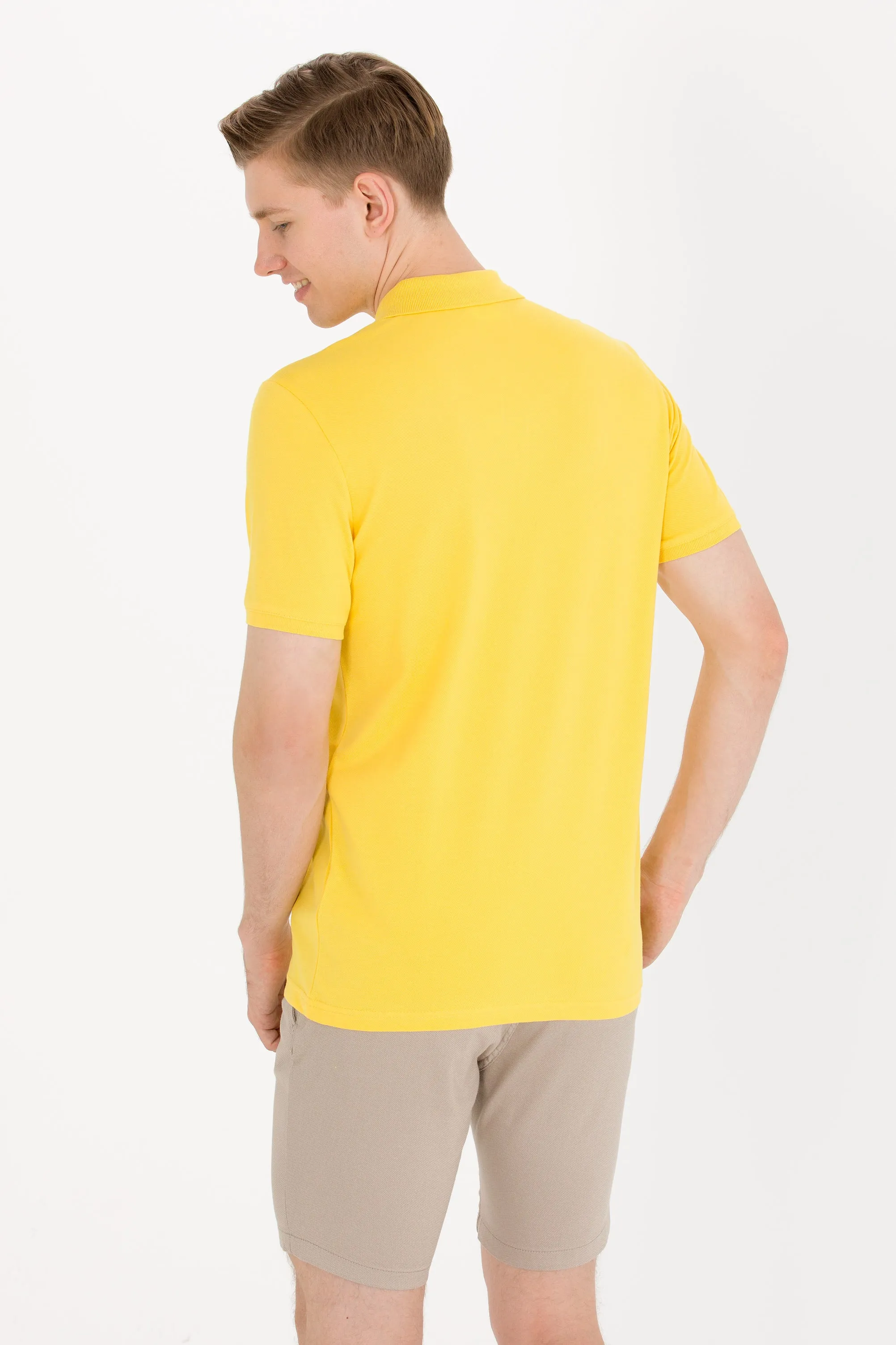US Polo Assn. Men Polo Shirt Single Color Horse Amber VR094 USPOM171 USPA