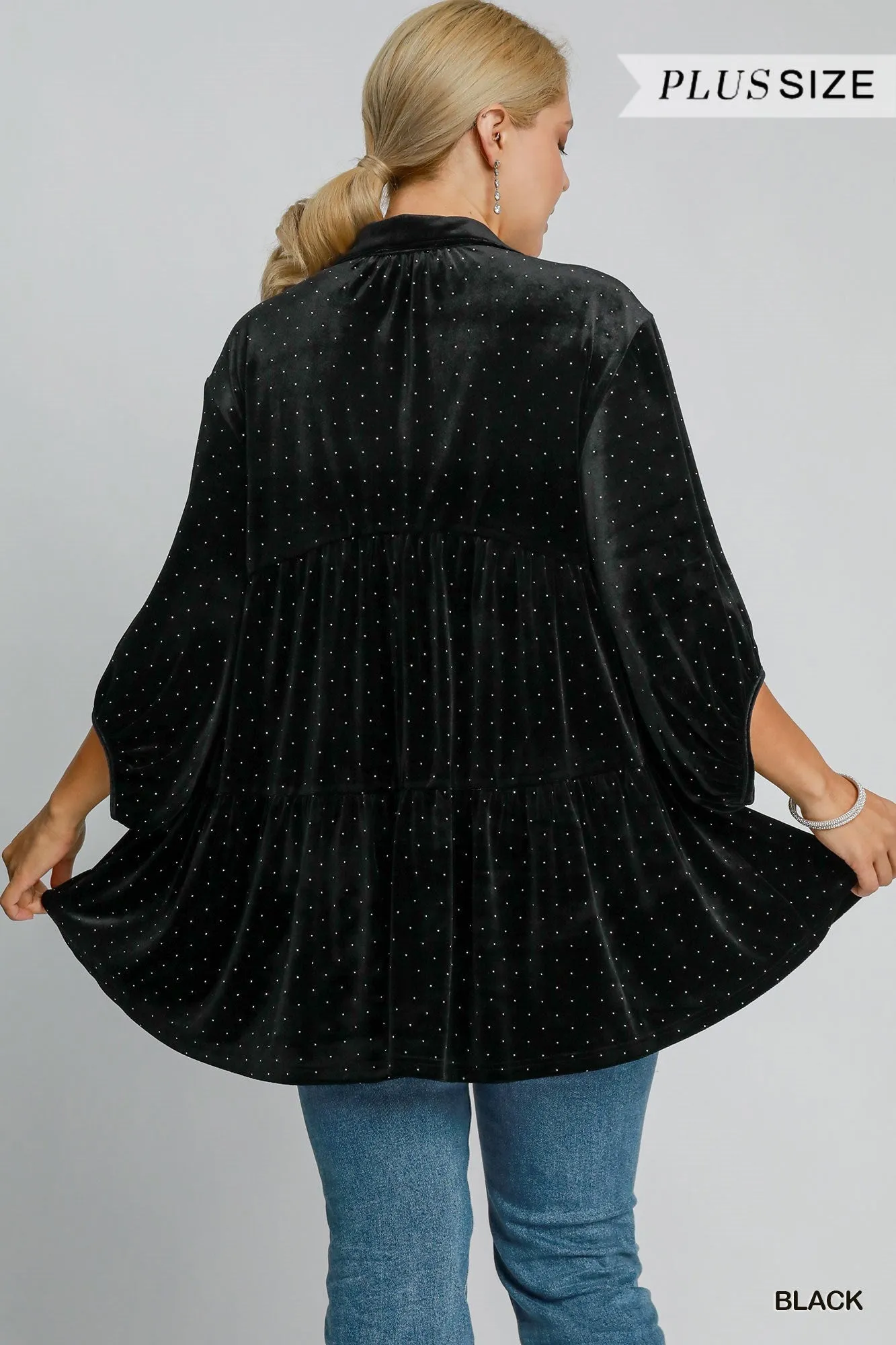 Vance Velvet Collared Tunic Dress - Black