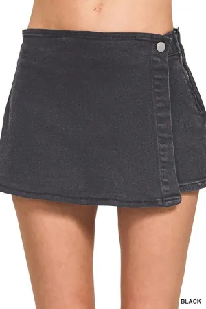 Washed Denim Skort