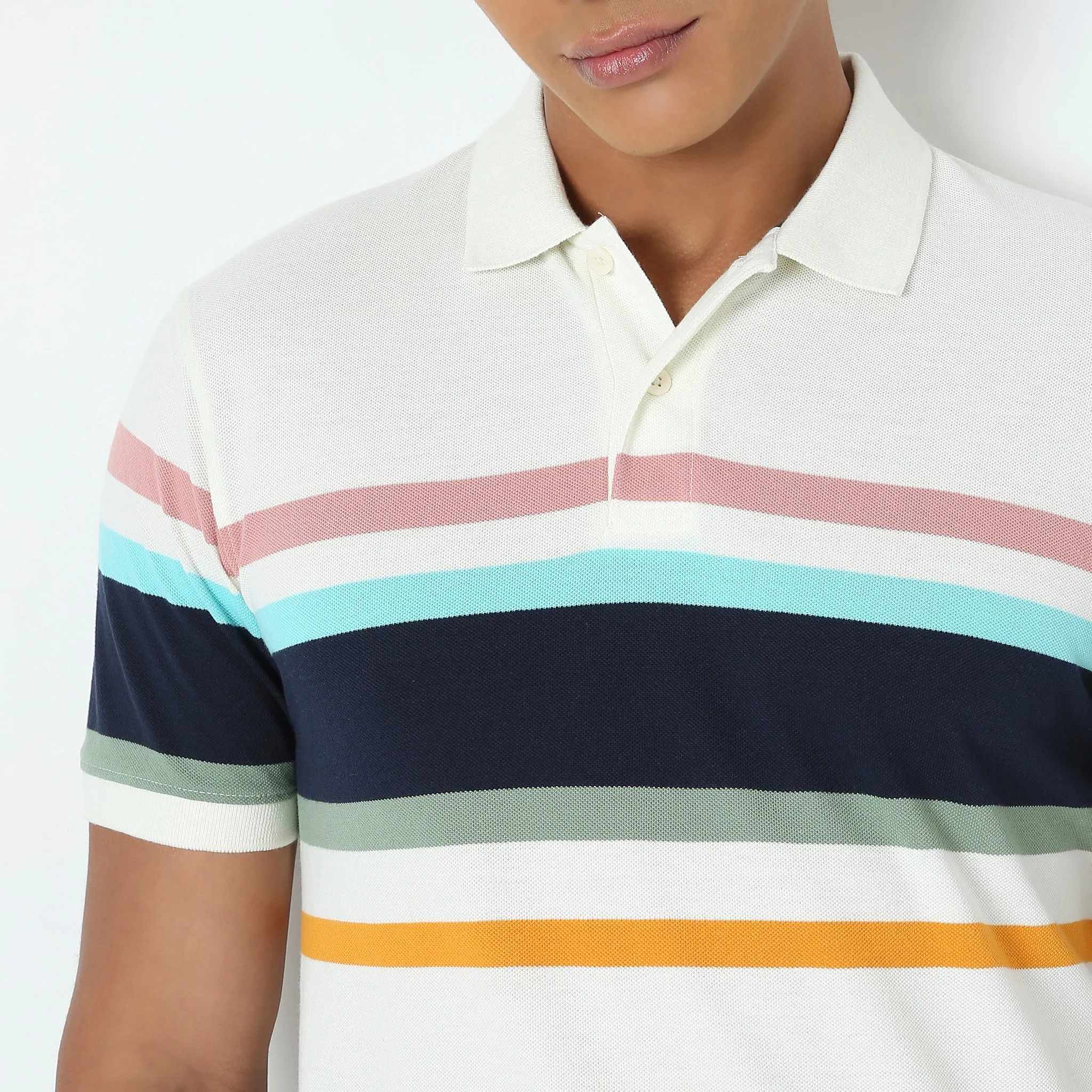 Weekend Polo™ - Exclusive Jacquard Stripes Pattern Regular Fit Polo T-Shirt