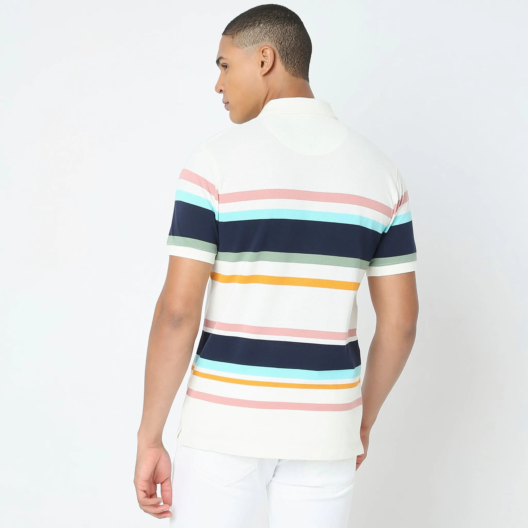 Weekend Polo™ - Exclusive Jacquard Stripes Pattern Regular Fit Polo T-Shirt