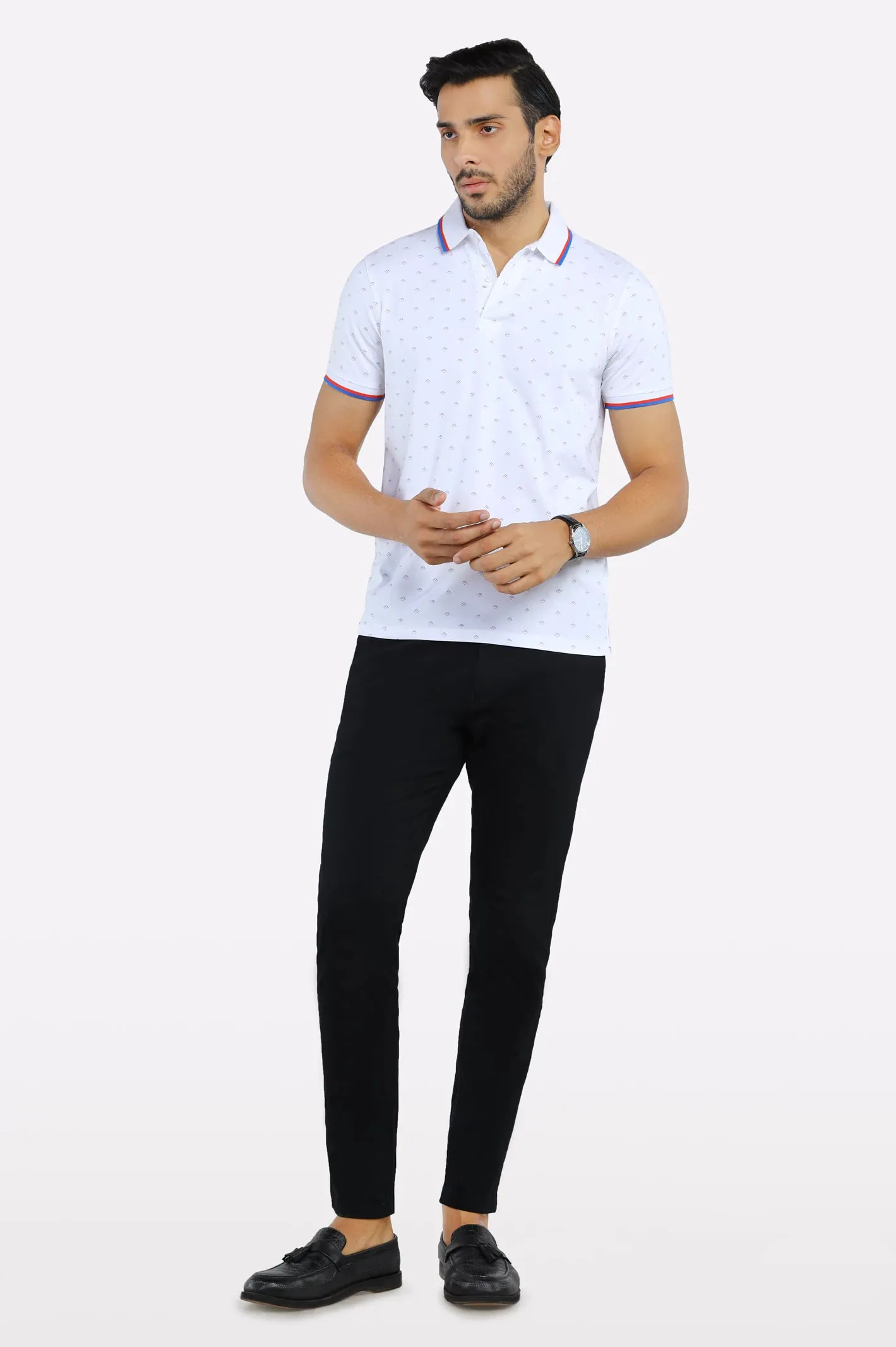 White All Over Printed Polo