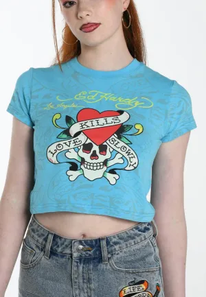 Womens Love Kills Baby T-Shirt - Blue