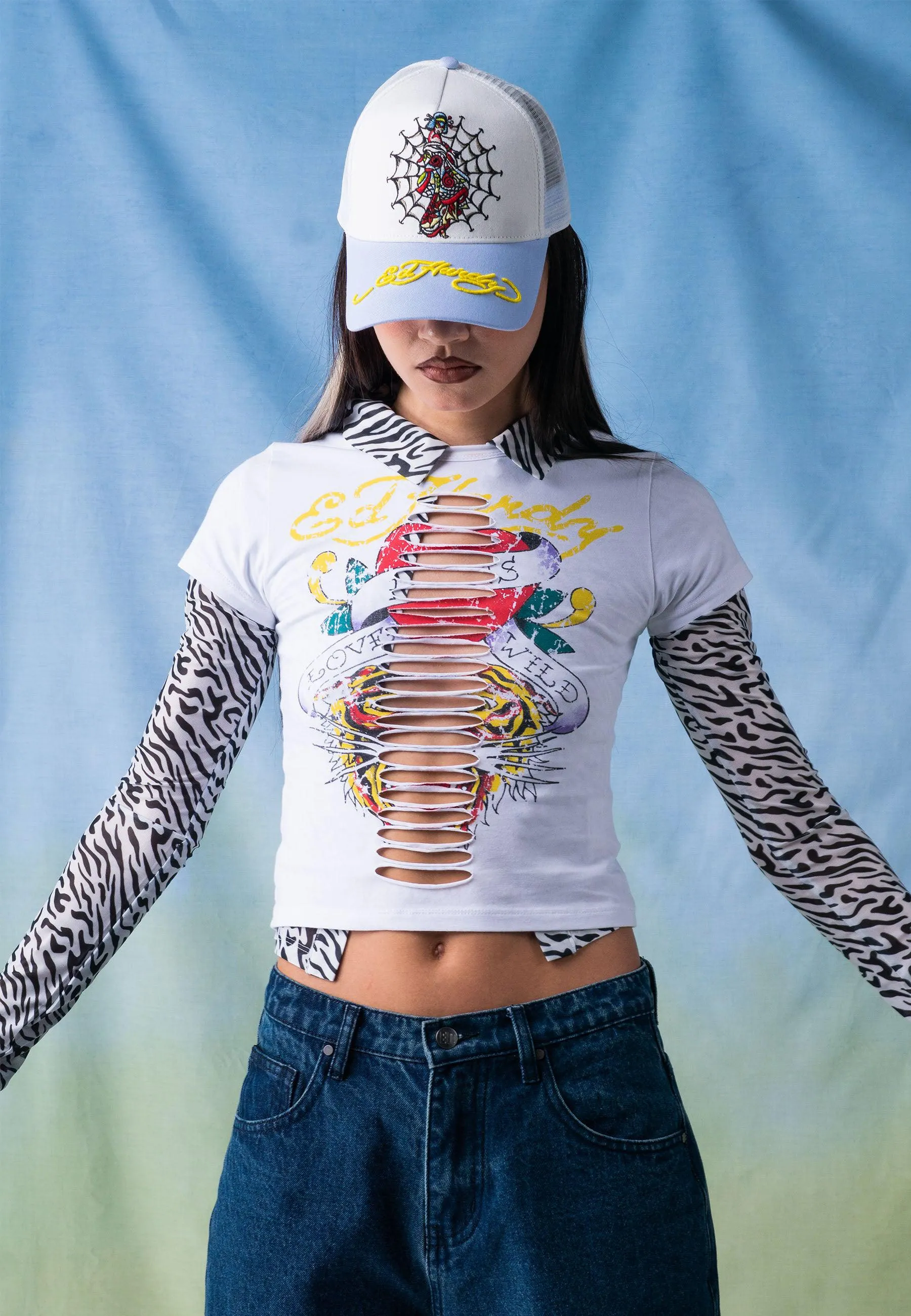 Womens Love-Runs-Wild Baby Slash T-Shirt - White