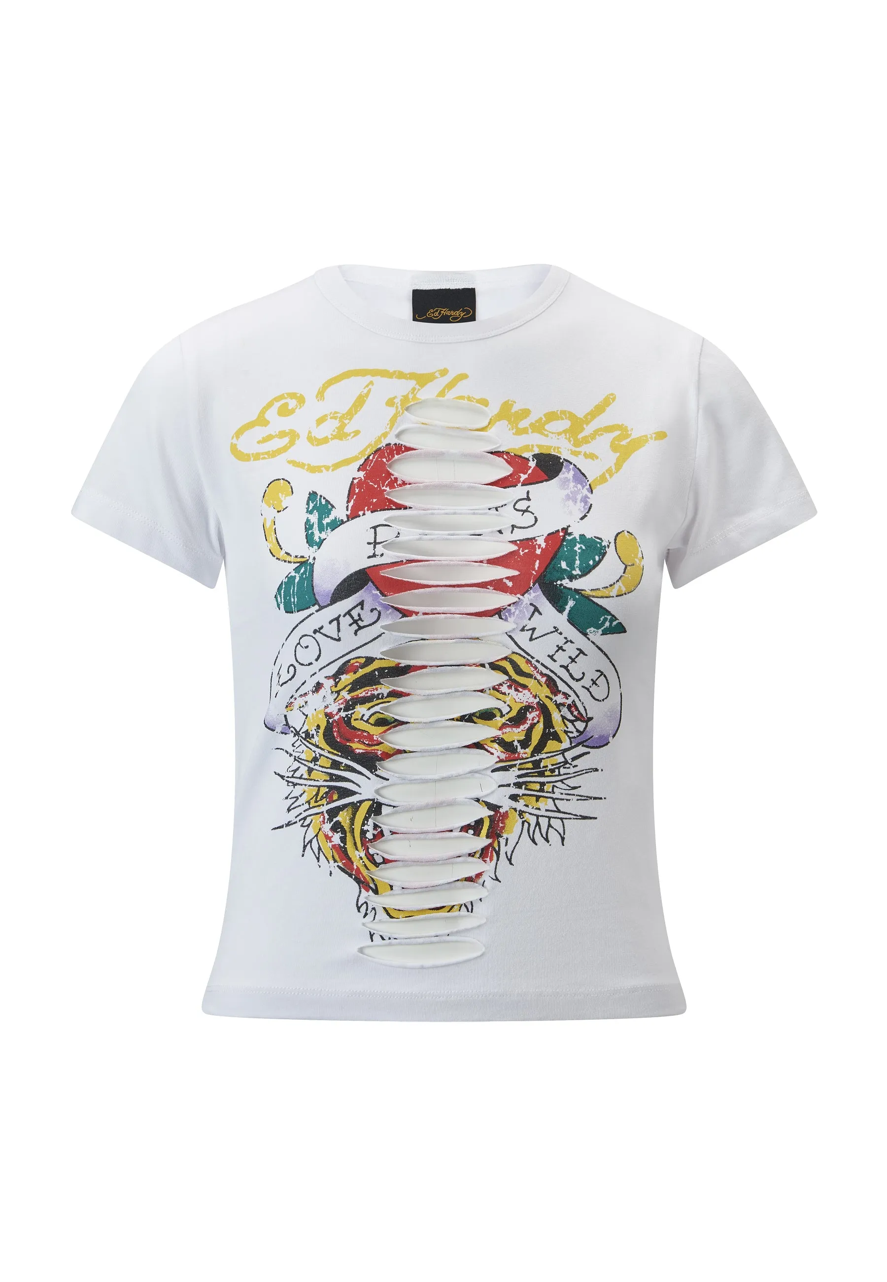 Womens Love-Runs-Wild Baby Slash T-Shirt - White