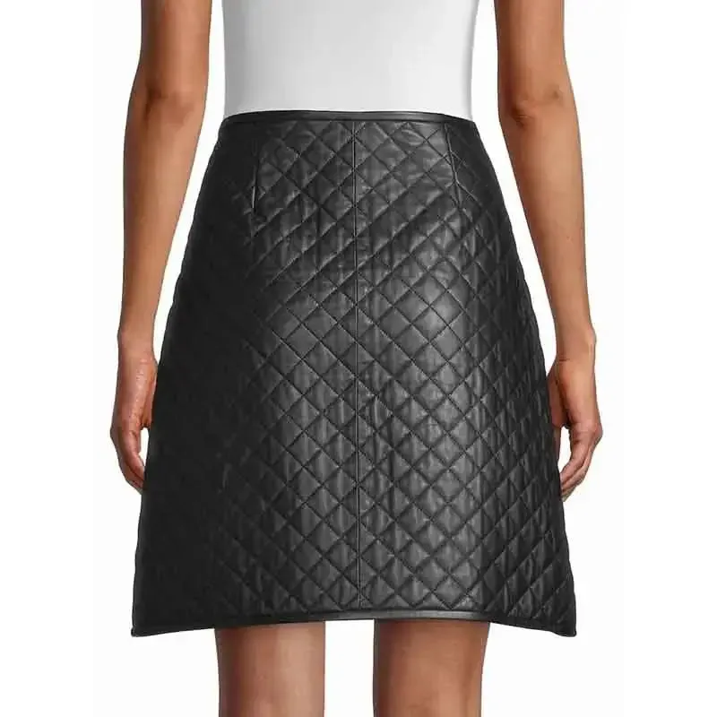 Women's Quilted Leather Skirt – Stylish & Elegant Midi Skirt