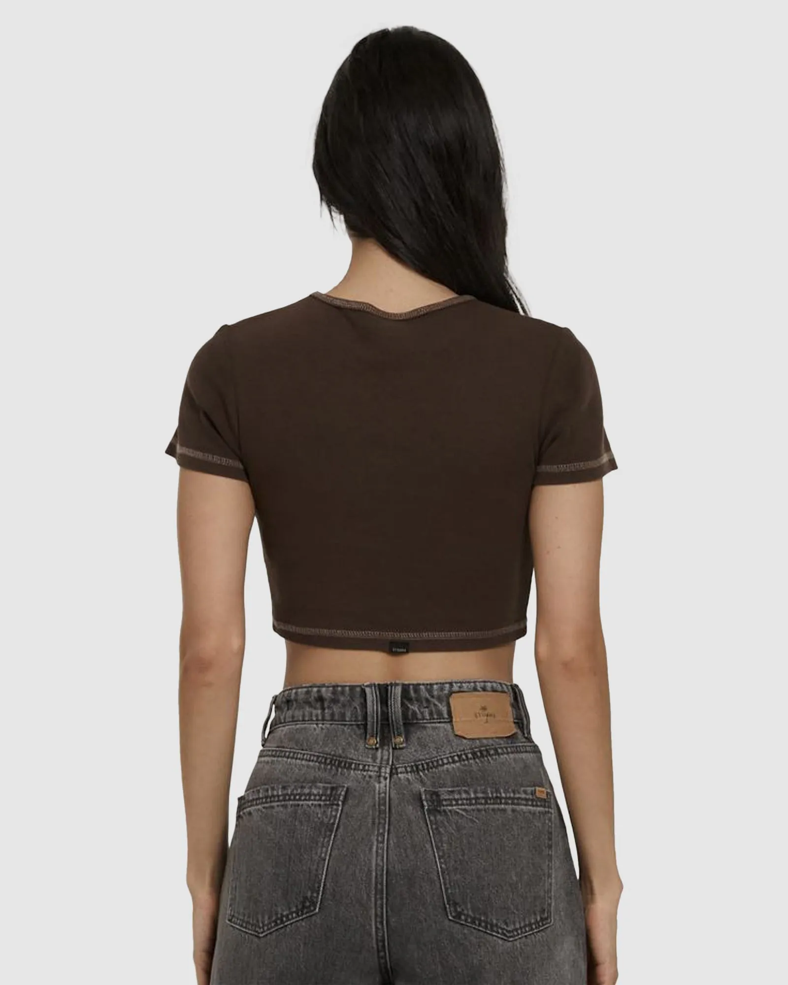 WOMENS THRILLS WORKWEAR EMBRO CROP T-SHIRT