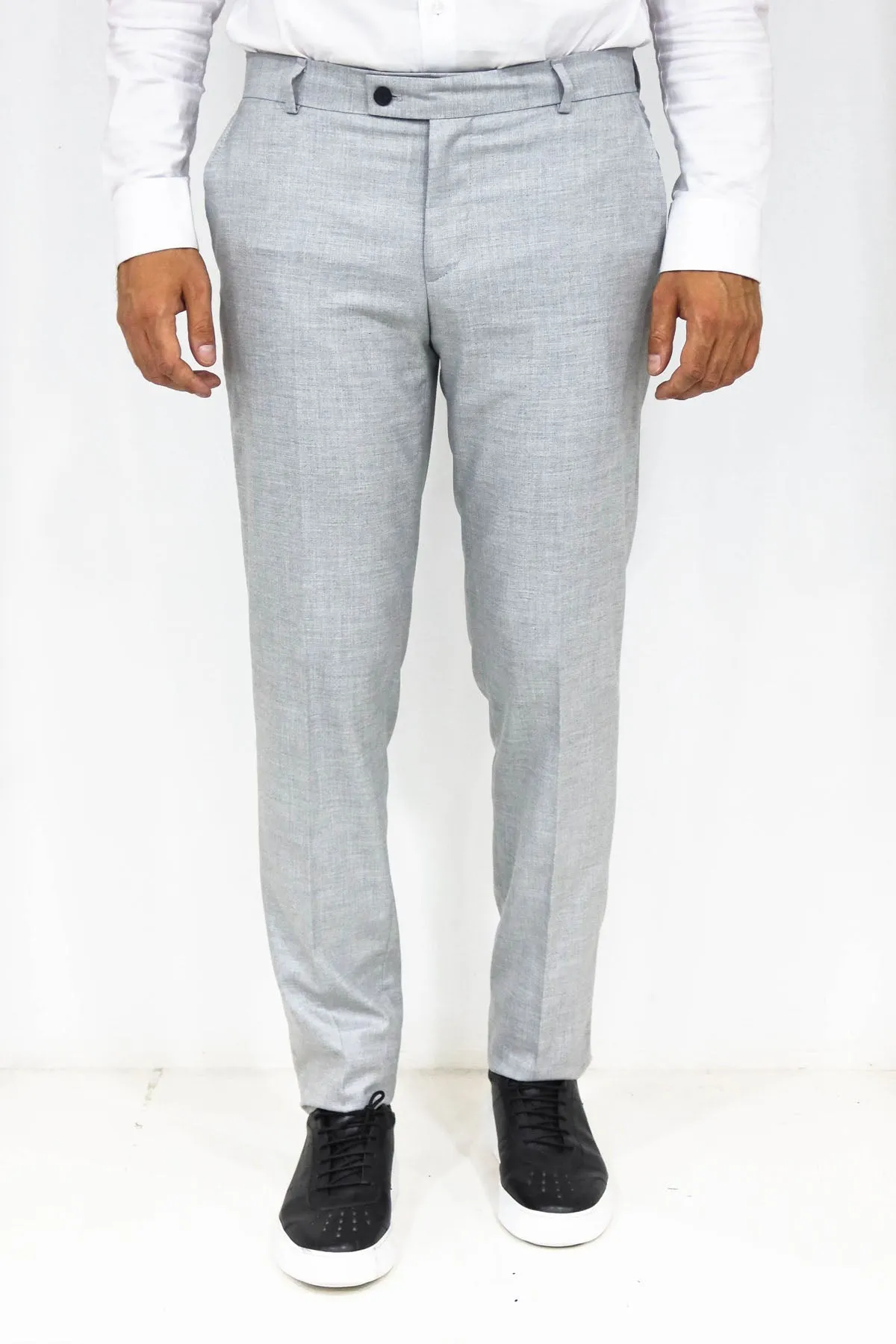 WSS Slim Fit Textured Grey Men Trousers  - Singen