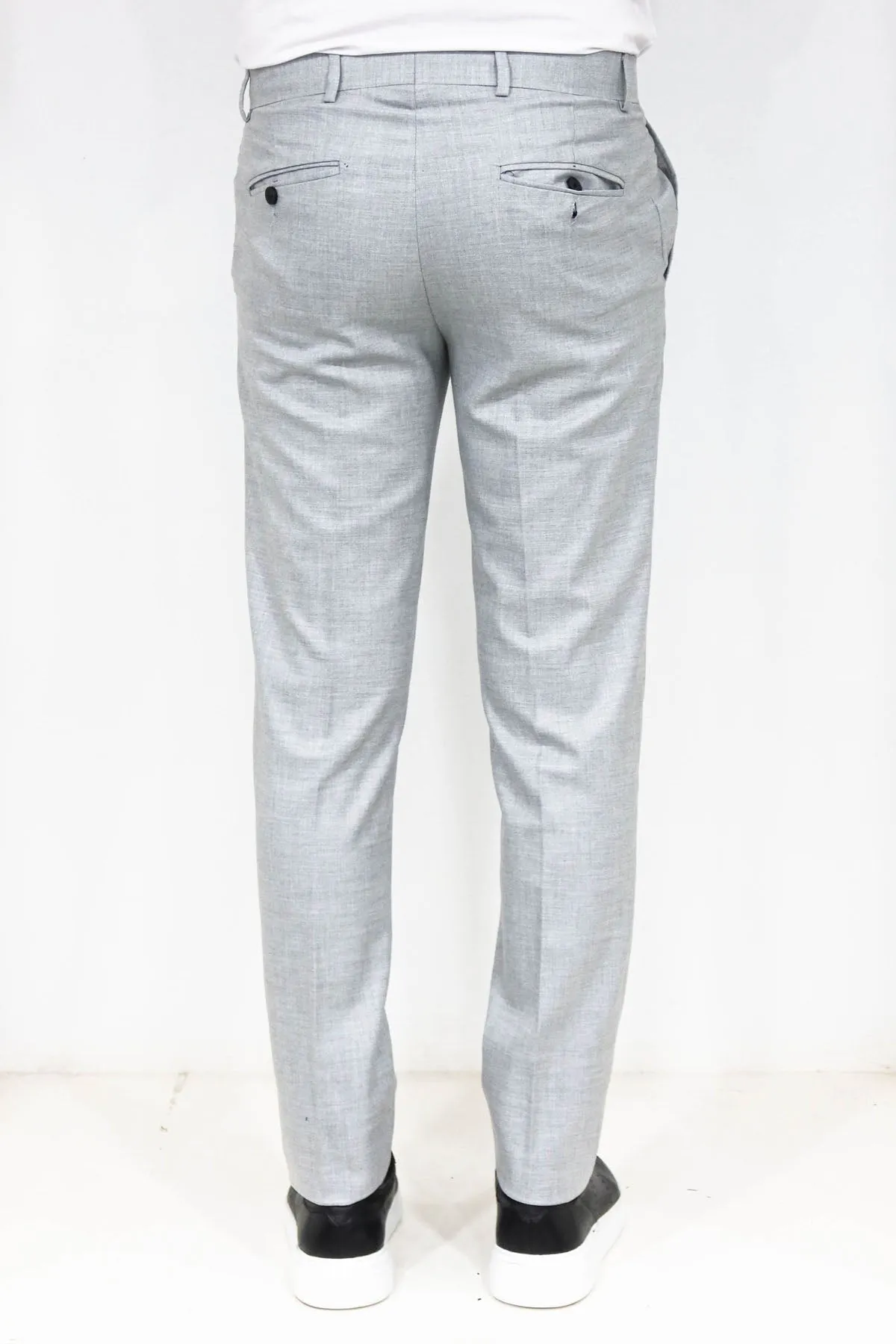 WSS Slim Fit Textured Grey Men Trousers  - Singen